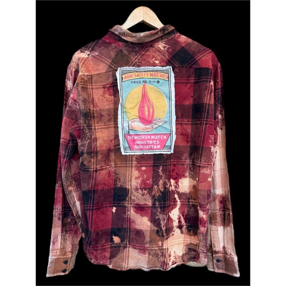 Reworked Distressed Flannel Vintage Matches Patchwork Large